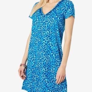 Etta V-neck Dress Lilly Pulitzer Blue Leopard